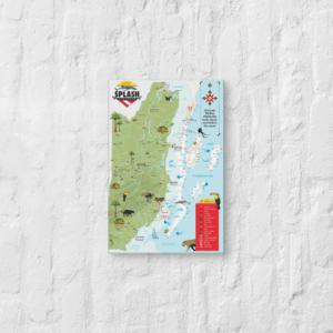 Belize Spash Dive Map (12″×18″ Canvas)