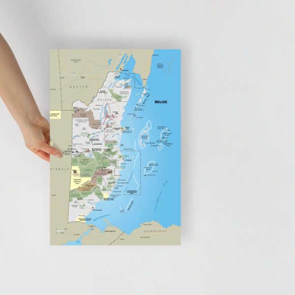 Detailed Map of Belize (Poster)