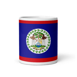 Belize Flag White glossy mug