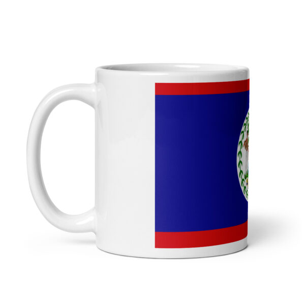 Belize Flag White glossy mug - Image 3